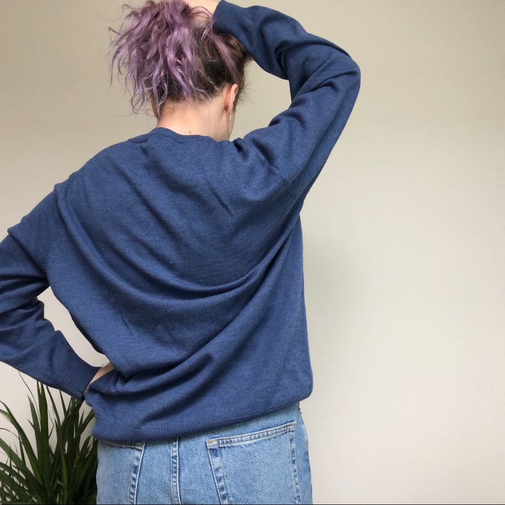 vintage 90's merino wool argyle crewneck sweater size L - Picture 3 of 4
